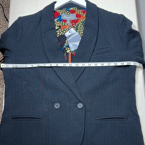 Anthropologie Daniel Rainn Double-Breasted Blazer Black Floral Lining size M - Picture 11 of 13